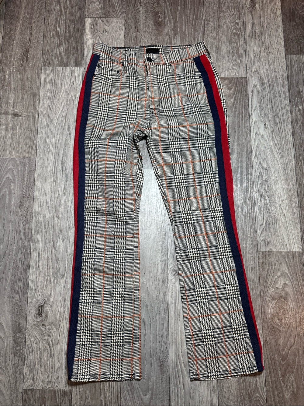 Mother The Insider Ankle Plaid Pants Women's 27 Happy People Stripe Preppy NWOT